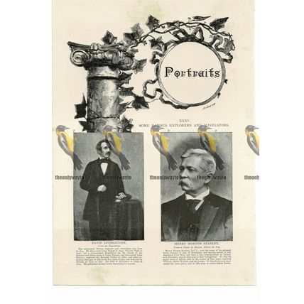 David Livingstone & Henry Morton Stanley, Explorers, Book Illustration, 1895