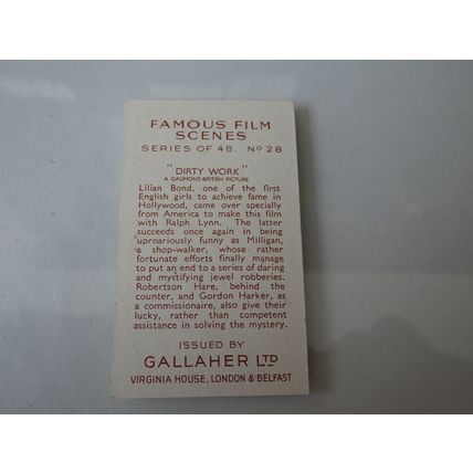 1935 Gallaher Famous Film Scenes Card # 28 of 48 Dirty Work Very Good (3)