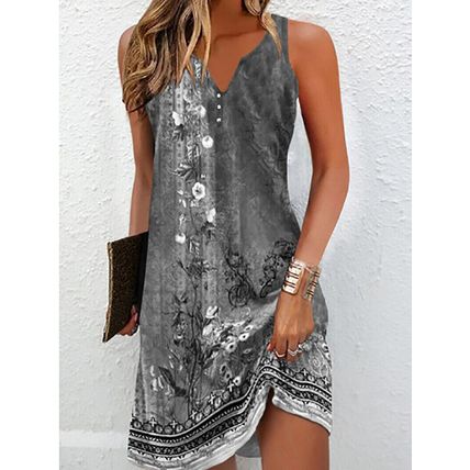 Dress Womens Holiday Sleeveless Summer Sundress UK Plus Size Ladies Floral