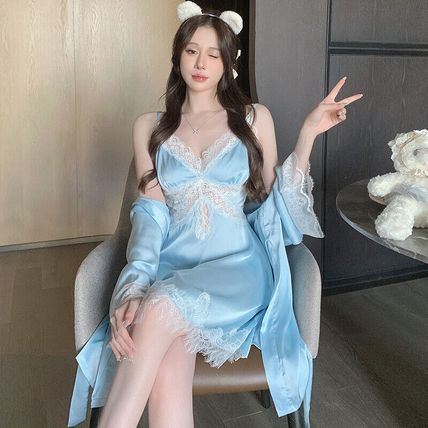 Sexy Women Bathrobe Satin Silky Robes Night Gown Lingerie Sleepwear Kimono Dress