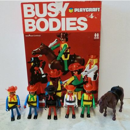 PLAYCRAFT BUSY BODIES WILD WEST COWBOYS WITH EXTRA FIGURE