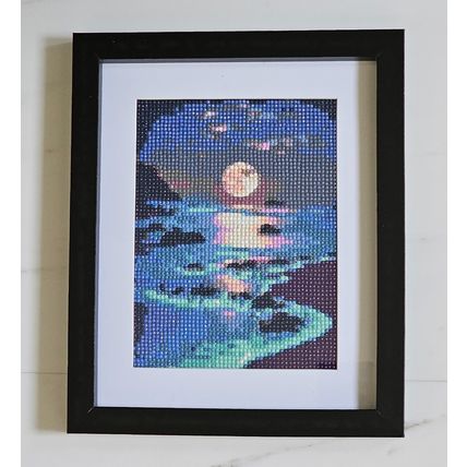 Landscape Picture in Completed Diamond Art with Black Frame Size 24cm by 29cm