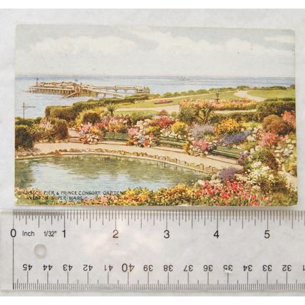 George VI postcard Weston Super Mare, Birnbeck Pier & Prince Consort Gardens