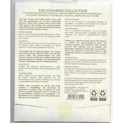 Couture. The Songbird Collection - Reflections Template 17319 Die Set. Crafts