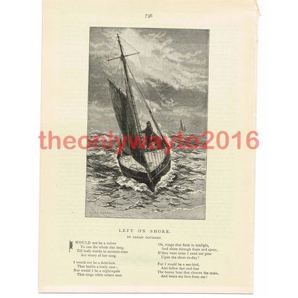 Left on Shore, Illustrated Poetry by Sarah Doudney, Book Illustration, c1887