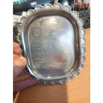 Small Decorative Metal Tray Map of England 5 Inches Metal Chrome Ashtray dish