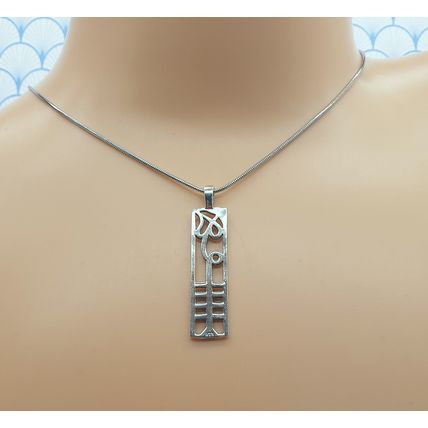 Vintage 925 Sterling Silver Charles Rennie Mackintosh Large Pendant Necklace