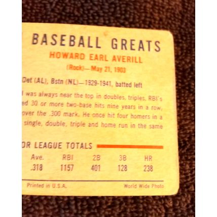 1969 Fleer # 71 Earl Averill Outfield Cleveland Insians 3.0 VG (HOF)