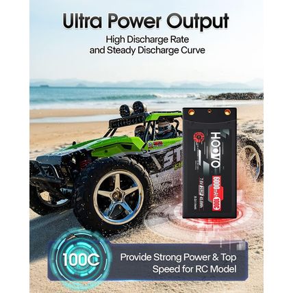 HOOVO 2S 100C 6000Mah 7.6V RC Shorty Lipo Battery High-Voltage Hard Case with T