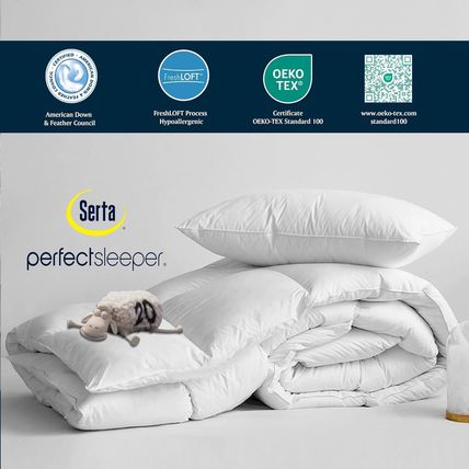 Serta Goose Feather down Fiber Cotton Comforter King Size - 100% Cotton Duvet In