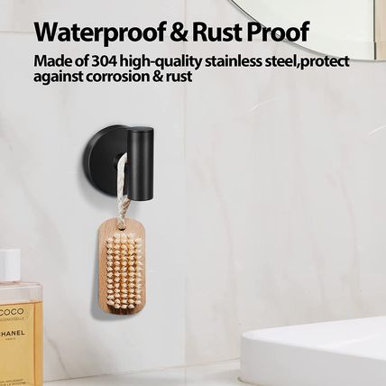 Kruodop Towel Hooks for Bathroom,2 Packs Wall Mount Towel Holder,Black Matte Wal