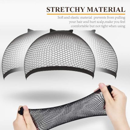 MORGLES 6PCS Wig Cap Non Slip, Black Mesh Net Wig Caps for Women Men, Kids, Weav