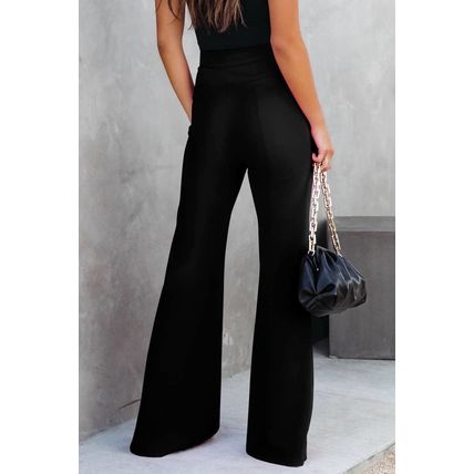 Black Split Hem High Waist Pants