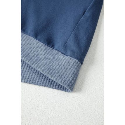 Dark Blue Contrast Knitted Colorblock Star Patchwork Oversize Long Sleeve Top