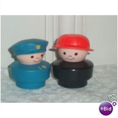 2 Fisher Price 1990 LP Chunky Firefighter & Policeman