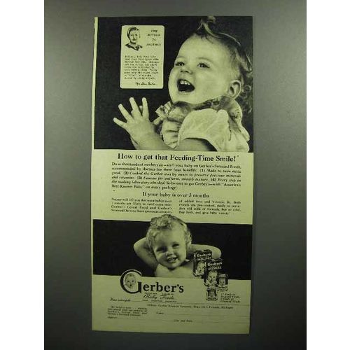 1945 Gerber's Baby Food Ad - Feeding-Time Smile