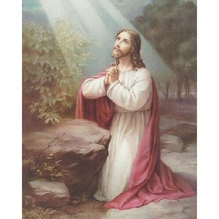 Jesus On Mount Olive, 8x10 inch Framing Print With Two Free Prayer Cards