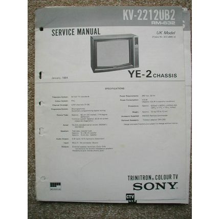 Sony KV-2212UB2 Service Manual YE-2 Chassis