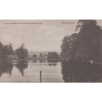 China Temple Pool River Surrounding Enville Hall Staffs Old Antique Postcard