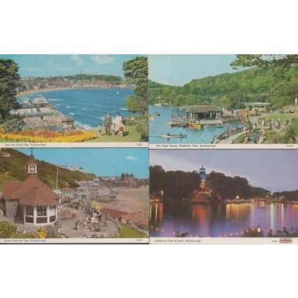 Scarborough Night Illuminations Spa Clock Cafe 4x 1970s Postcard s