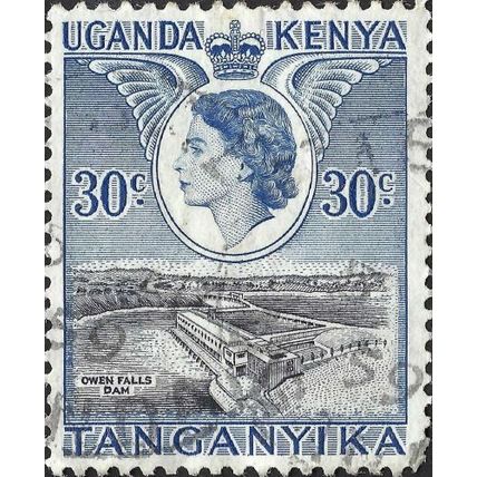 EAST AFRICAN COMMUNITY, Owen dam falls, blue 1954, 30c, #4