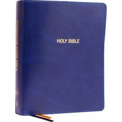 Nkjv, Foundation Study Bible, Large Print, Leathersoft, Blue, Red Letter, Thumb