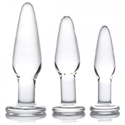 Dosha 3 Piece Glass Anal Plug Kit Butt Prisms Erotic Borosilicate Small to Large
