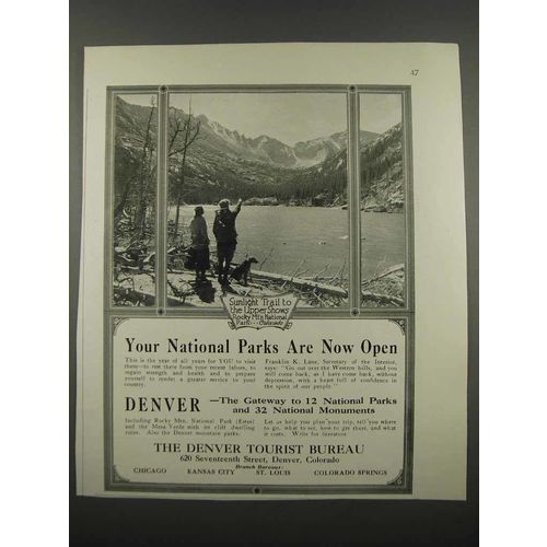 1918 Denver Tourist Bureau Ad - National Parks Now Open