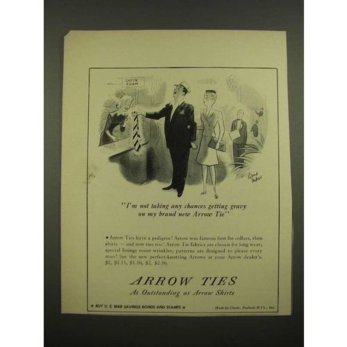 1942 Arrow Ties Ad - Cartoon by Richard Decker