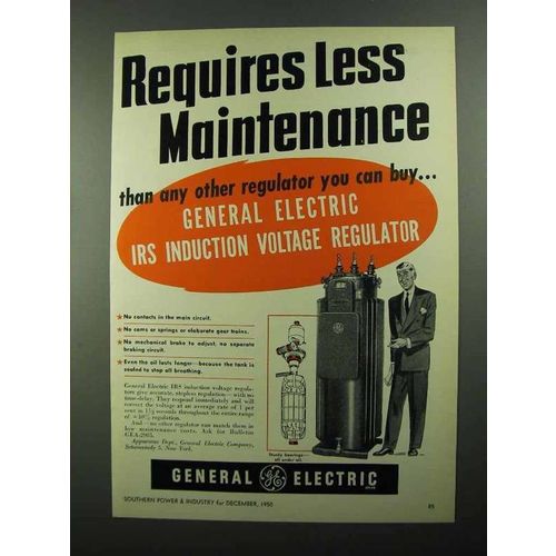 1950 G.E. IRS Induction Voltage Regulator Ad