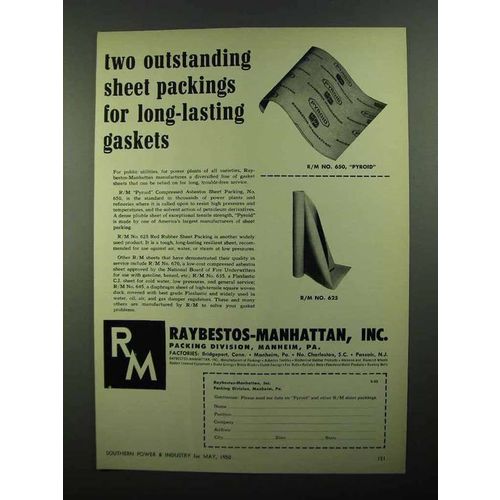 1950 Raybestos-Manhattan Ad - No. 650 Pyroid Asbestos