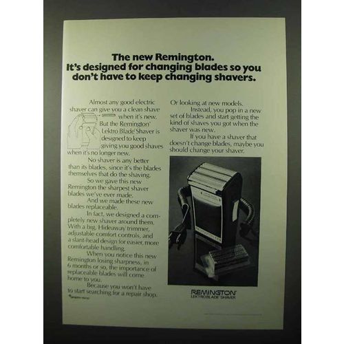 1971 Remington Lektro Blade Shaver Ad - Changing Blades