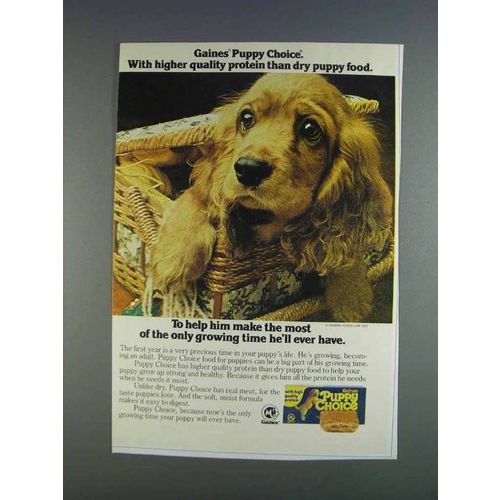 1980 Gaines Puppy Choice Dog Food Ad - Quality