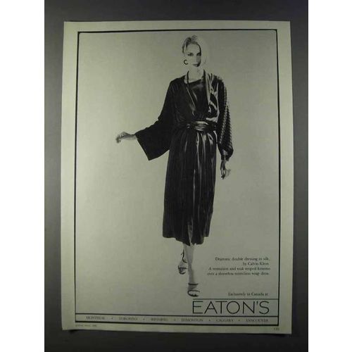 1980 Eaton's Calvin Klein Vermilion Kimono & Dress Ad