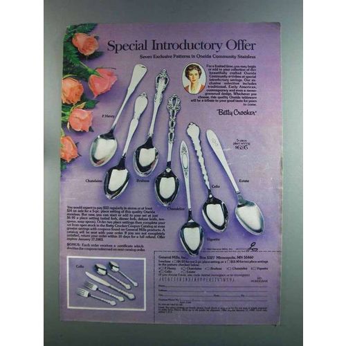 1982 Betty Crocker Oneida Stainless Ad -Cello, Brahms
