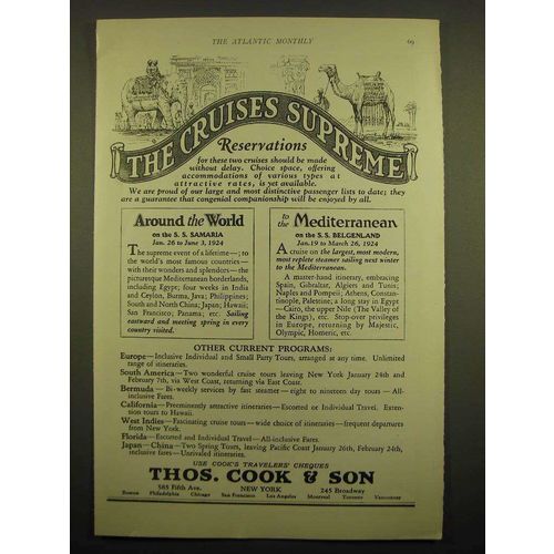 1924 Thos. Cook & Son Cruise Ad - The cruises supreme