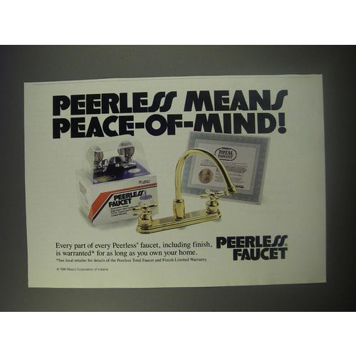 1990 Peerless Faucets Ad - Peerless means peace-of-mind