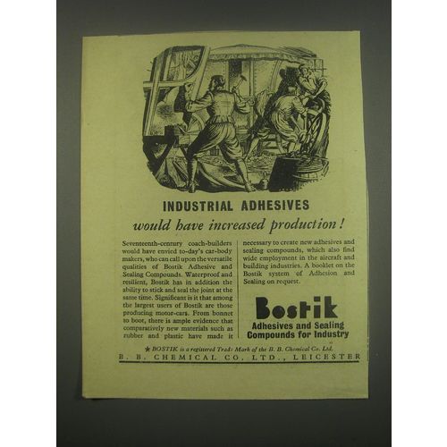 1949 Bostik Adhesives and Sealing Compounds Ad - Increased Production