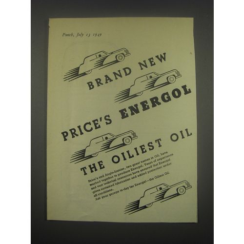 1949 Energol Oil Ad - Brand new price's Energol the oiliest oil