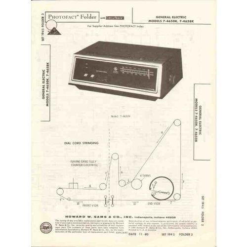 GENERAL ELECTRIC models 7-4650K 7-4658K radio Sams Photofact manual