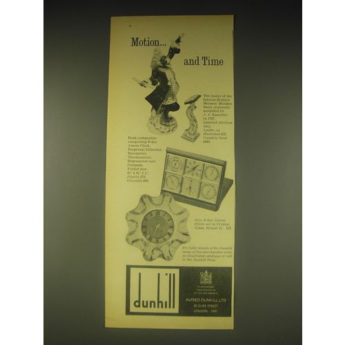 1962 Dunhill Ad - Leader of Meissen Monkey Band, Desk-Companion Alarm Clock