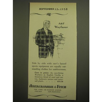 1958 Abercrombie & Fitch Wayfarer Sports Coat Advertisement