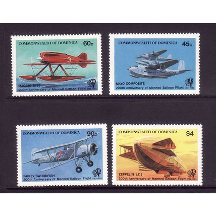 DOMINICA 1983 MANNED FLIGHT SG853 /856 SET 4 VALS U/M MINT #3
