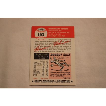 Herman Wehmeier 1991 Topps 1953 Archives NO. 110