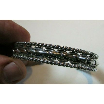 Vintage Native American Sterling Silver Cuff Double Twist Bracelet 26.9 grams