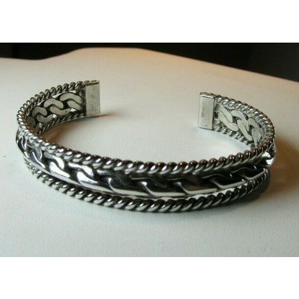 Vintage Native American Sterling Silver Cuff Double Twist Bracelet 26.9 grams