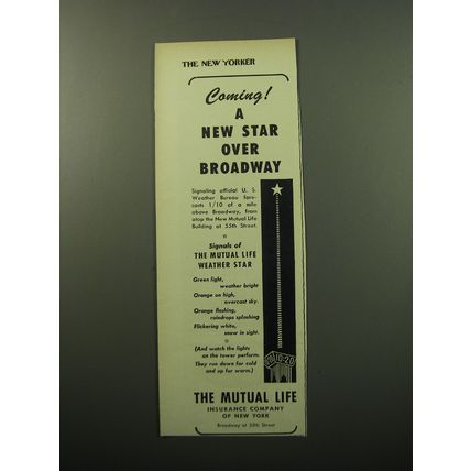 1950 The Mutual Life Insurance Company of New York Advertisement