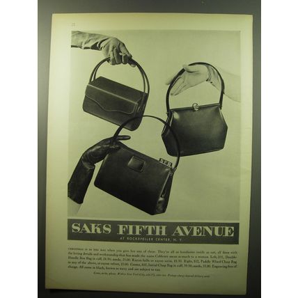 1950 Saks Fifth Avenue Coblentz Handbags Advertisement