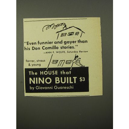 1954 Farrar, Straus & Young Book Ad - The House that Nino Built by Guareschi