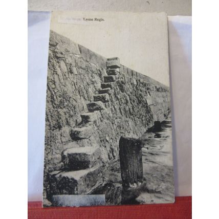COBB STEPS, LYME REGIS Dorset used antique postcard by Fred Wiscombe 1916 pm =
